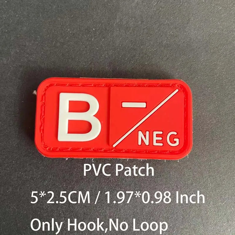 Small Patch with Hook,PVC Blood Type A B AB O POS NEG Emblemen,Patches Military Tactical Badges on Backpack,Outdoor Equipment