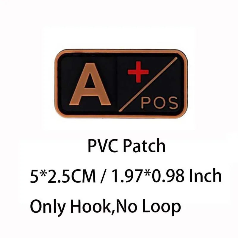 Small Patch with Hook,PVC Blood Type A B AB O POS NEG Emblemen,Patches Military Tactical Badges on Backpack,Outdoor Equipment