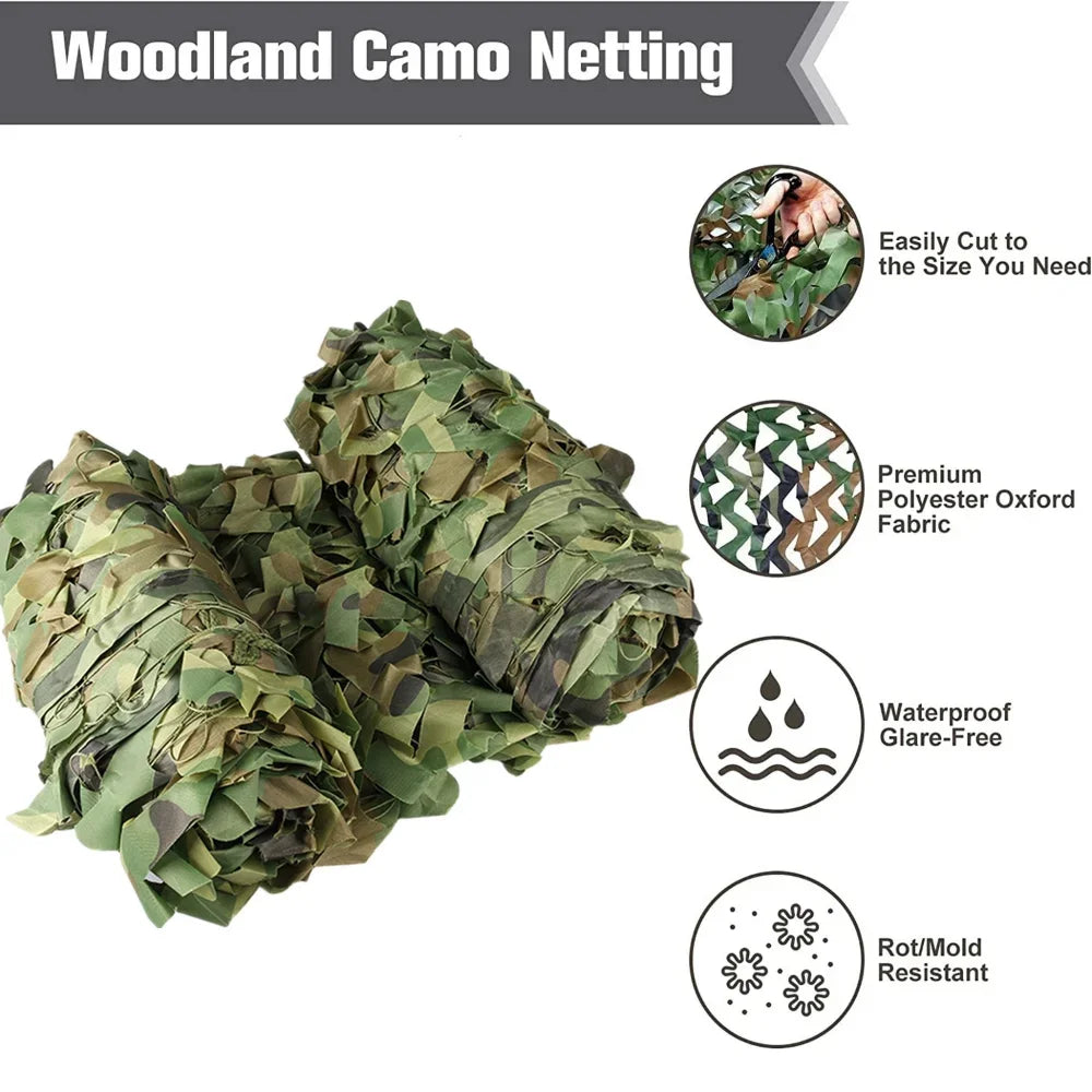 Camo Netting Hunting Camouflage Net 10Mx1.5M 4Mx6M Woodland Training Sunshade Mesh Nets for Camping Sun Shelter Car Shade Covers