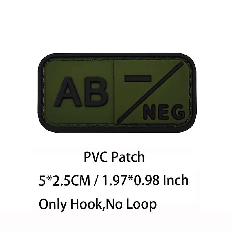 Small Patch with Hook,PVC Blood Type A B AB O POS NEG Emblemen,Patches Military Tactical Badges on Backpack,Outdoor Equipment