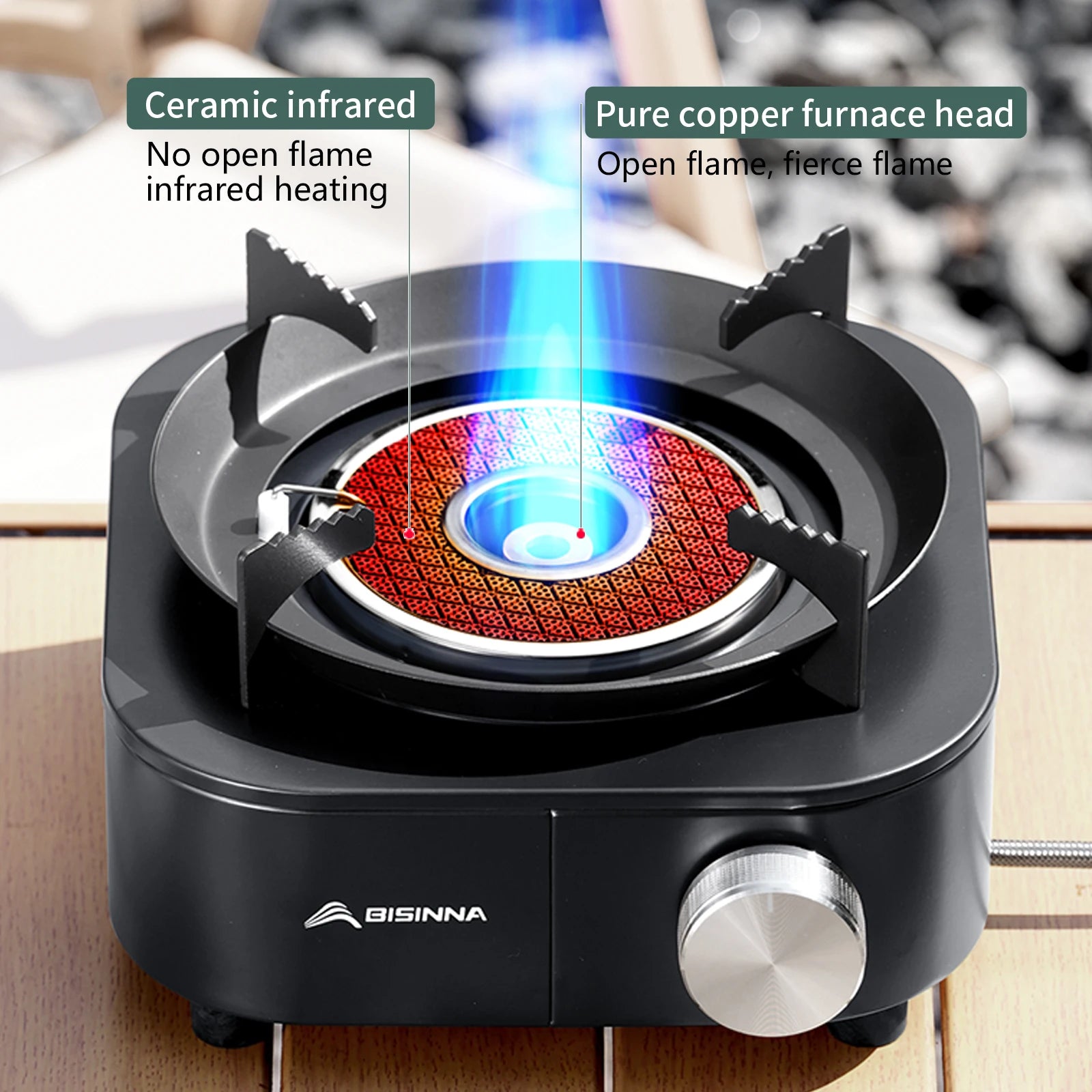 Fogão a Gás Outdoor BISINNA 4000W – Leve e Portátil