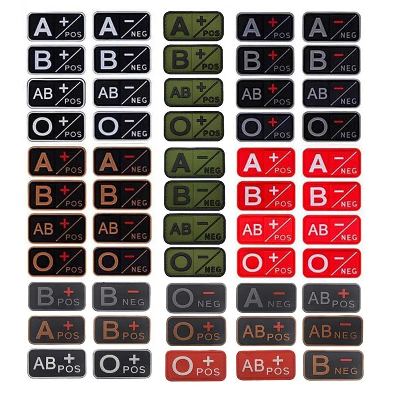 Small Patch with Hook,PVC Blood Type A B AB O POS NEG Emblemen,Patches Military Tactical Badges on Backpack,Outdoor Equipment