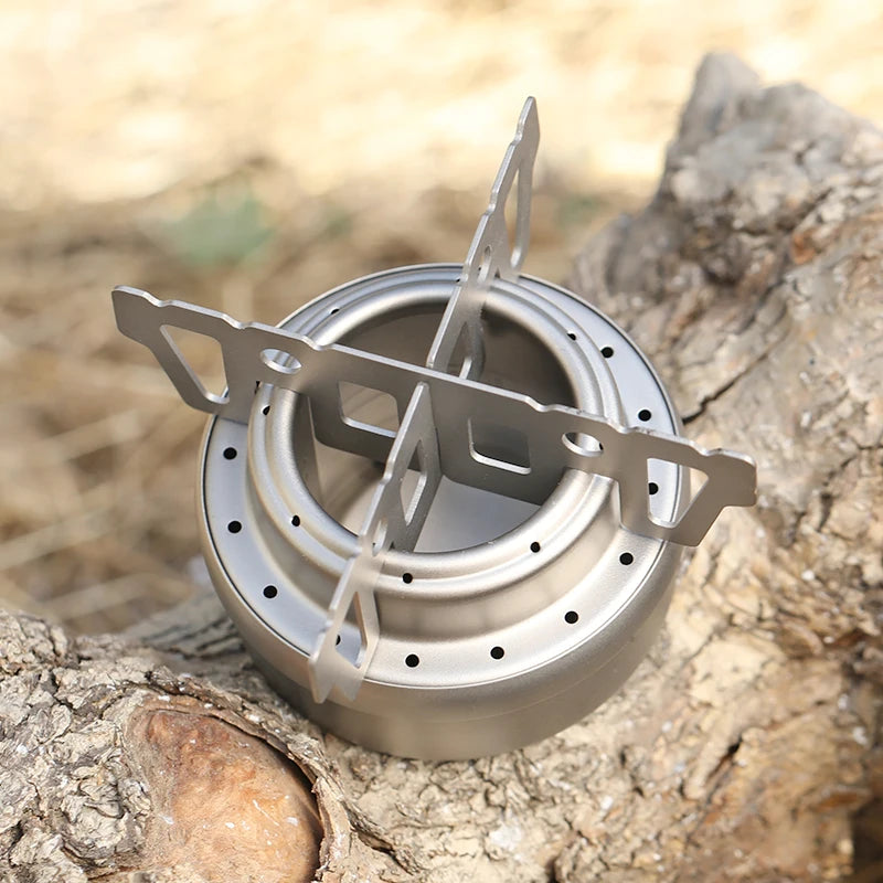 Tiartisan Titanium Ultralight Portable Mini Alcohol Stove Outdoor Camping Liquid/Solid Alcohol Pocket Stove With Cover/Stand
