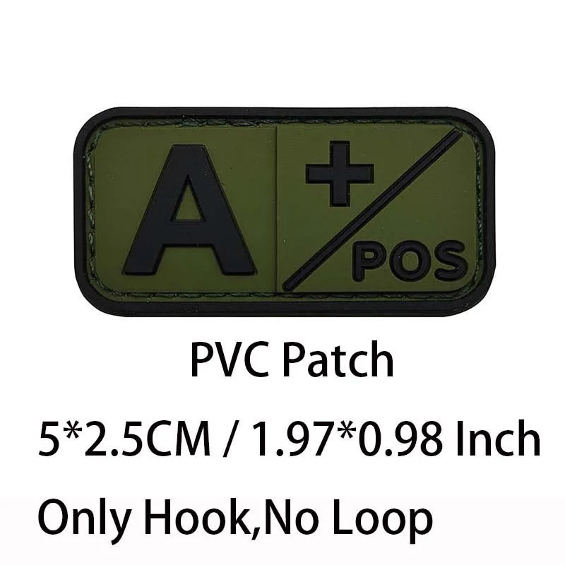 Small Patch with Hook,PVC Blood Type A B AB O POS NEG Emblemen,Patches Military Tactical Badges on Backpack,Outdoor Equipment