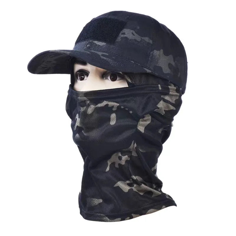 Camo Tactical Baseball Cap Outdoor Fishing Hiking Hunting Sports Caps Sunscreen Breathable Camouflage Balaclava Half Ski Mask