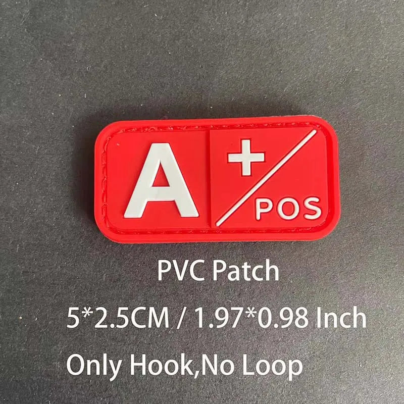 Small Patch with Hook,PVC Blood Type A B AB O POS NEG Emblemen,Patches Military Tactical Badges on Backpack,Outdoor Equipment
