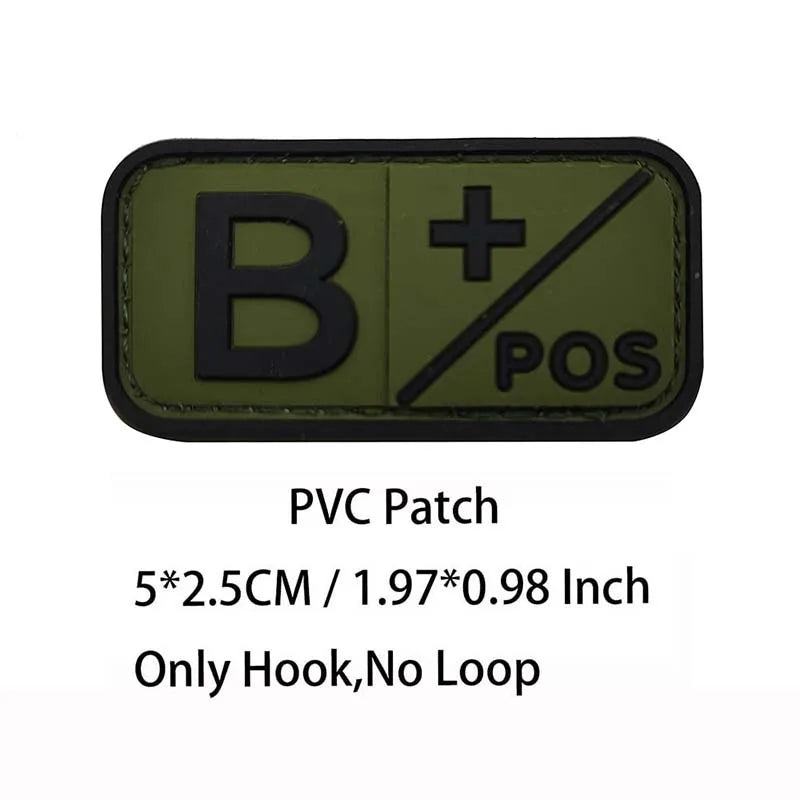Small Patch with Hook,PVC Blood Type A B AB O POS NEG Emblemen,Patches Military Tactical Badges on Backpack,Outdoor Equipment