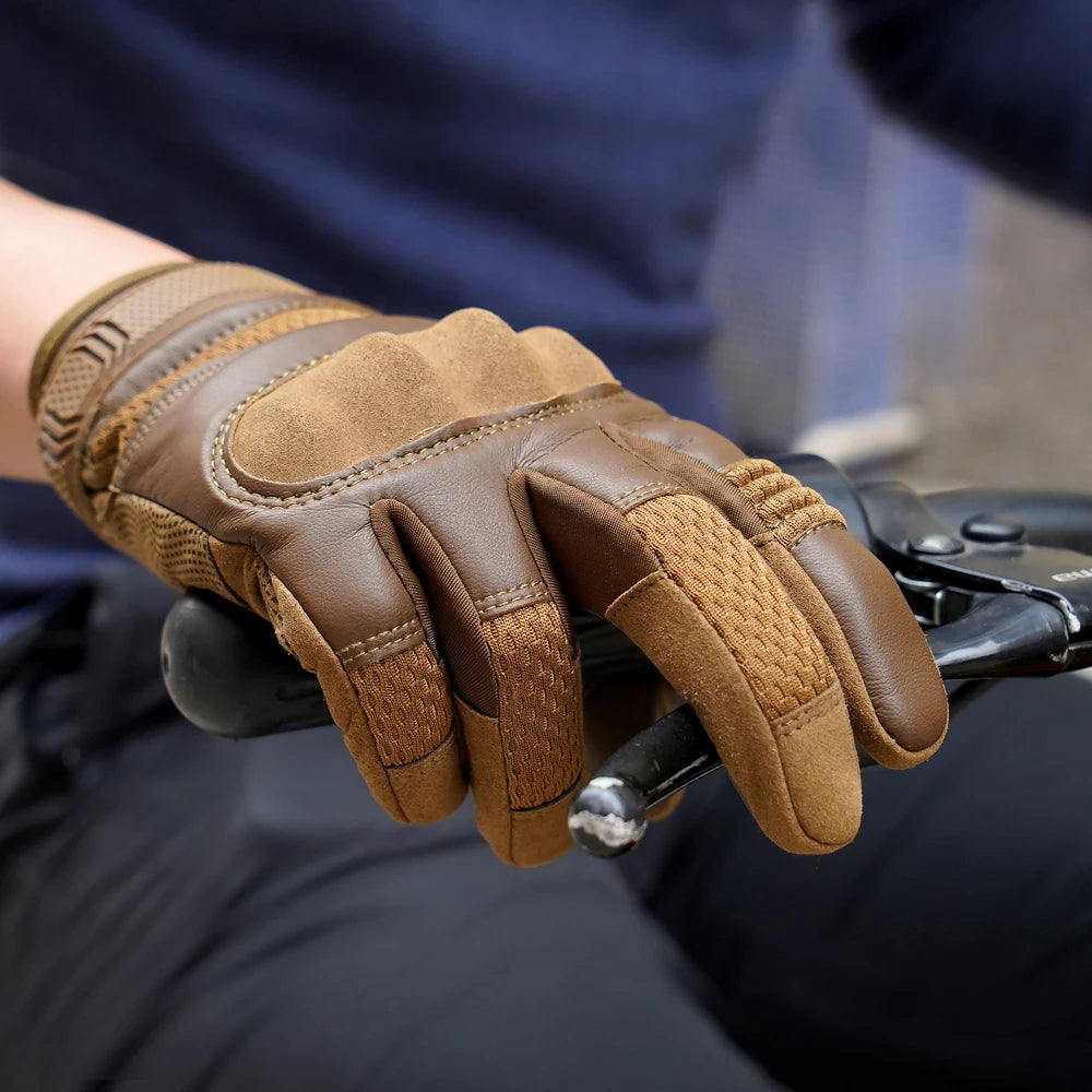 Touchscreen PU Leather Motorcycle Full Finger Gloves Racing Pit Bike Riding Motorbike Moto Motocross Enduro Non-slip Protective
