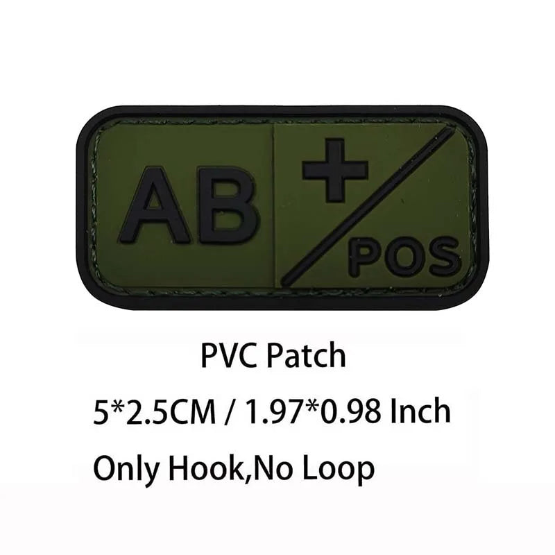 Small Patch with Hook,PVC Blood Type A B AB O POS NEG Emblemen,Patches Military Tactical Badges on Backpack,Outdoor Equipment