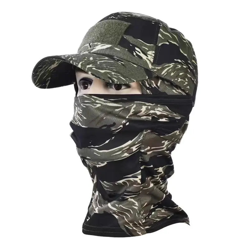 Camo Tactical Baseball Cap Outdoor Fishing Hiking Hunting Sports Caps Sunscreen Breathable Camouflage Balaclava Half Ski Mask