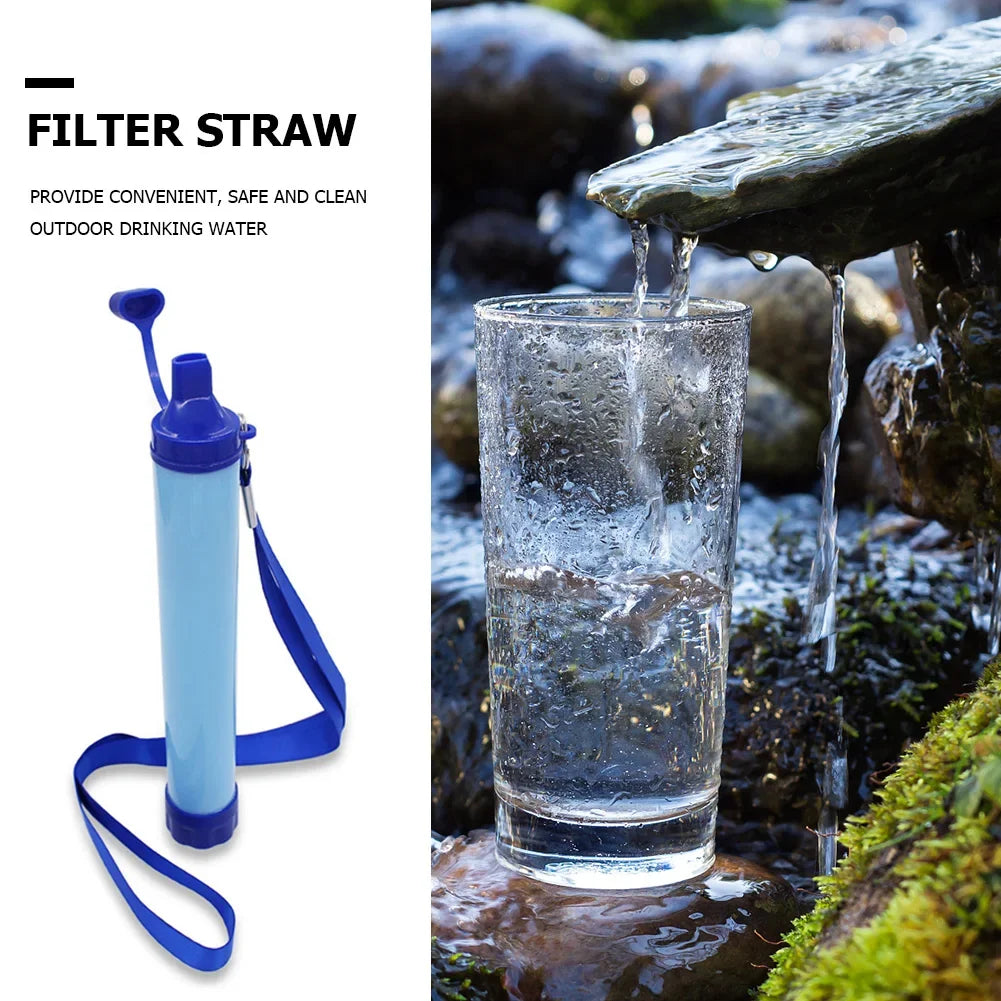 1pcs Outdoor Water Filter, Personal Straw Water Filtration System, Emergency Survival Water Purifier For Camping Hiking Climbing