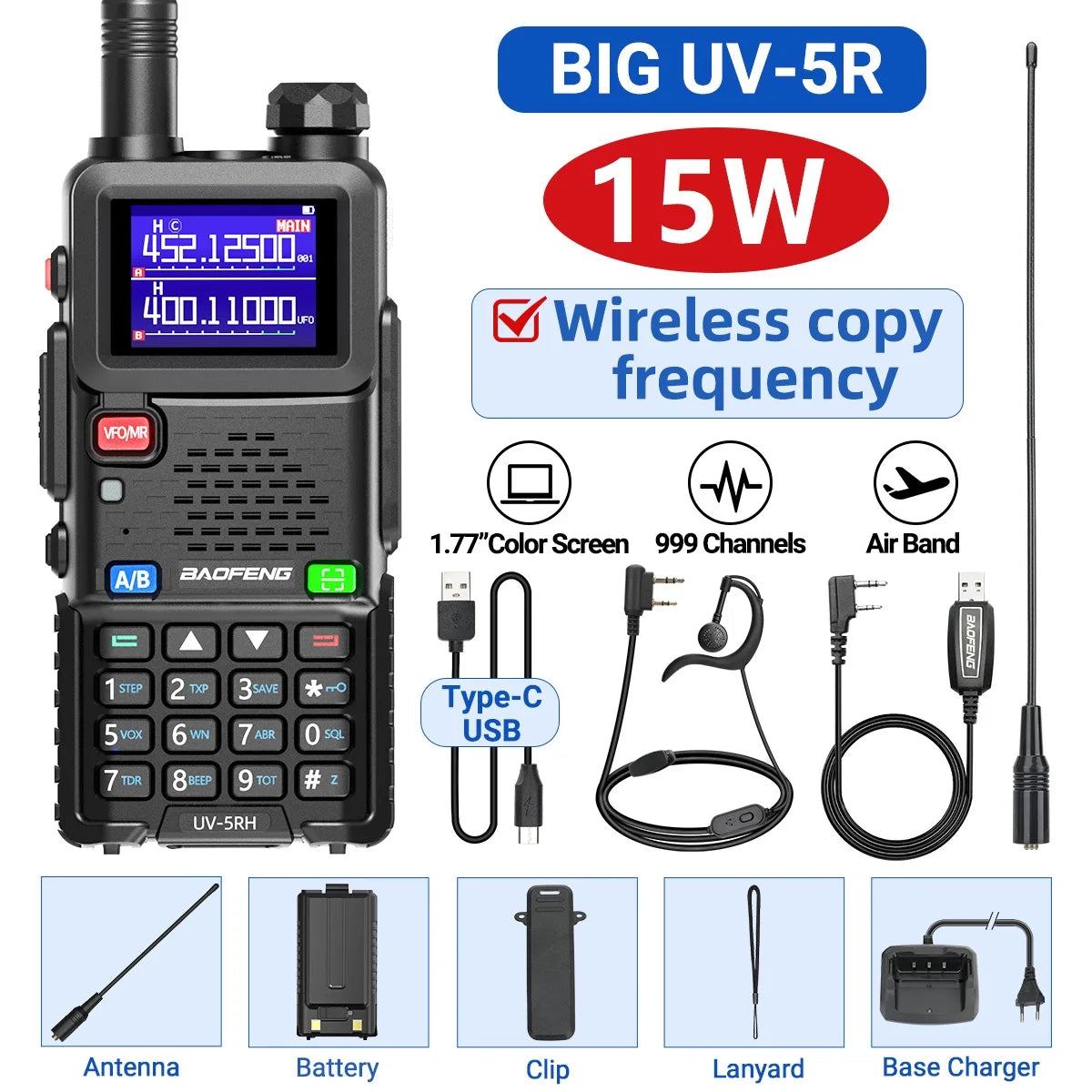 Baofeng UV 5RH 10W Air Band Walkie Talkie Long Range