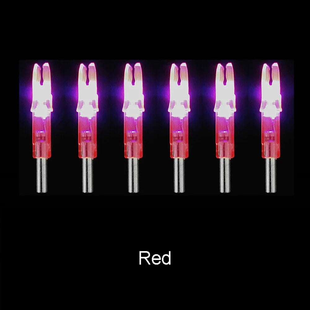 6pcs Hunting Shooting Luminous Lighted Compound Bow LED Glowing Arrow Nock Tail Fit 6.2mm Arrow Shaft