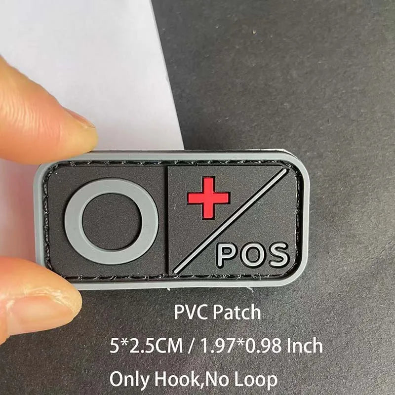 Small Patch with Hook,PVC Blood Type A B AB O POS NEG Emblemen,Patches Military Tactical Badges on Backpack,Outdoor Equipment