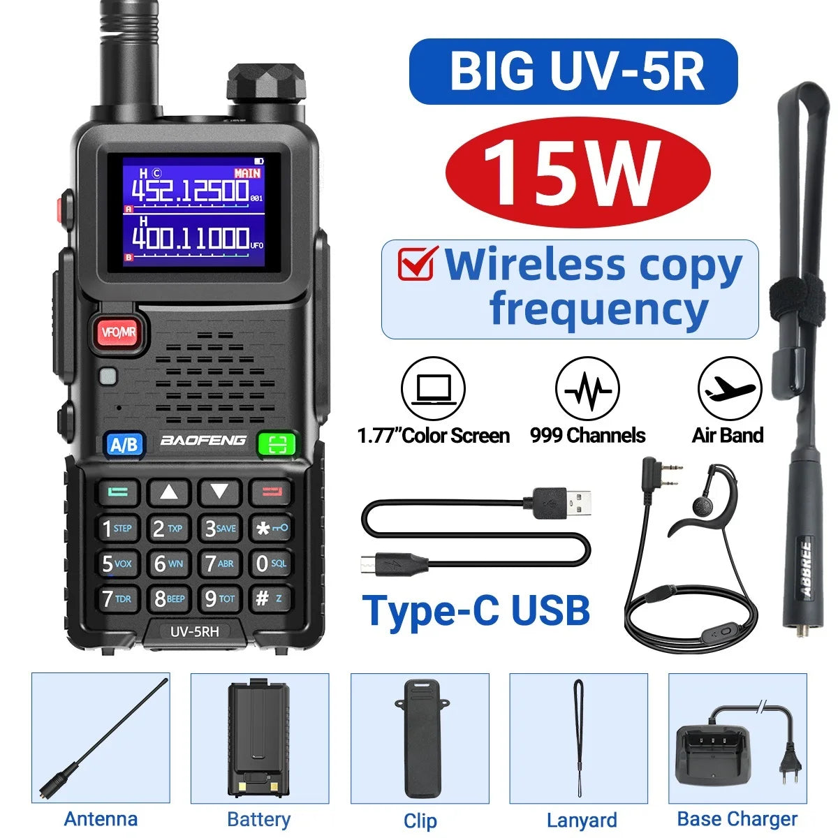 Baofeng UV 5RH 10W Air Band Walkie Talkie Long Range