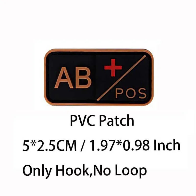 Small Patch with Hook,PVC Blood Type A B AB O POS NEG Emblemen,Patches Military Tactical Badges on Backpack,Outdoor Equipment