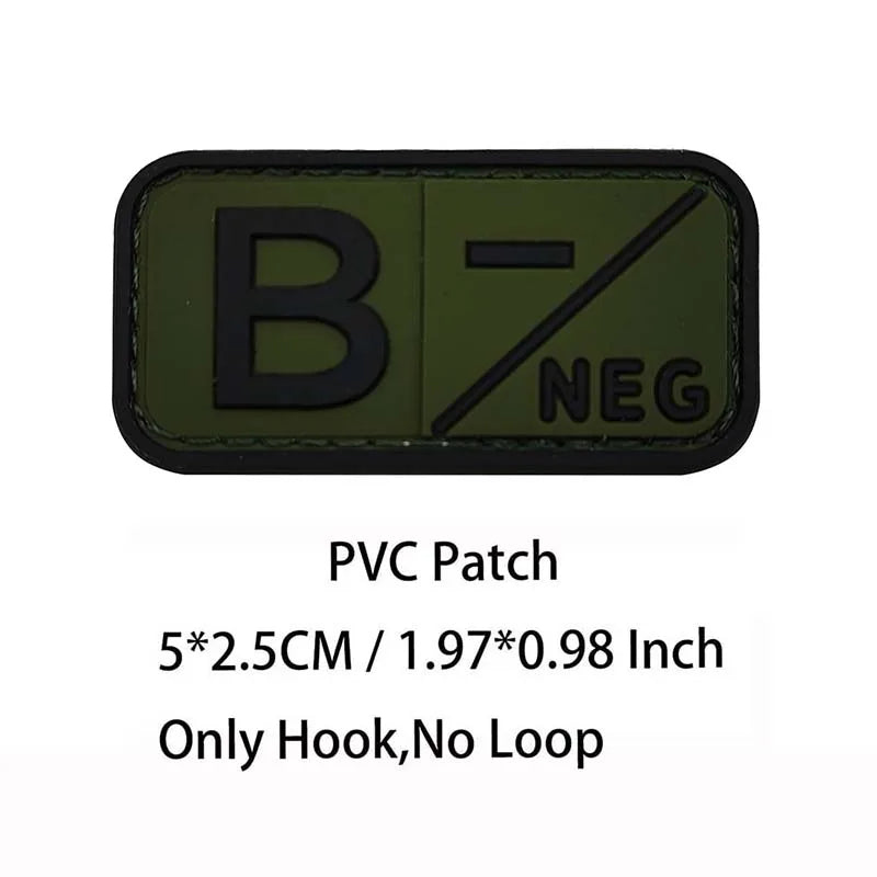 Small Patch with Hook,PVC Blood Type A B AB O POS NEG Emblemen,Patches Military Tactical Badges on Backpack,Outdoor Equipment