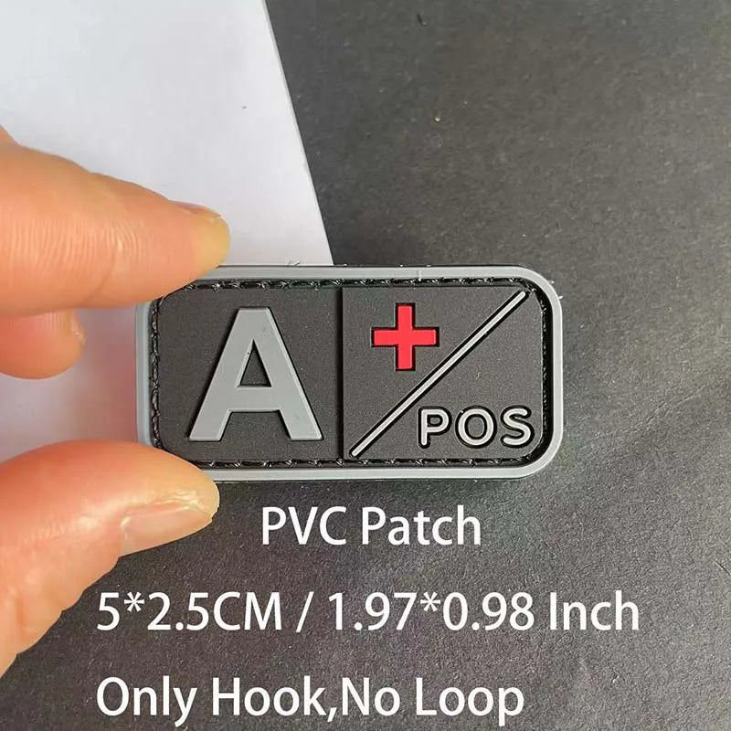 Small Patch with Hook,PVC Blood Type A B AB O POS NEG Emblemen,Patches Military Tactical Badges on Backpack,Outdoor Equipment