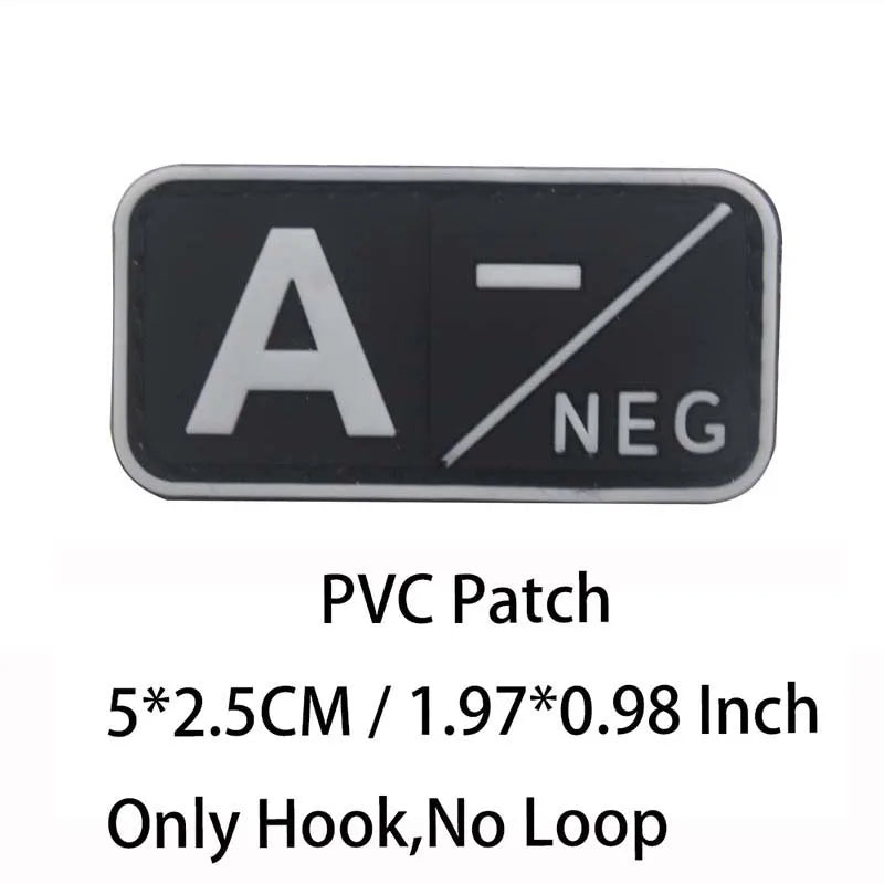 Small Patch with Hook,PVC Blood Type A B AB O POS NEG Emblemen,Patches Military Tactical Badges on Backpack,Outdoor Equipment