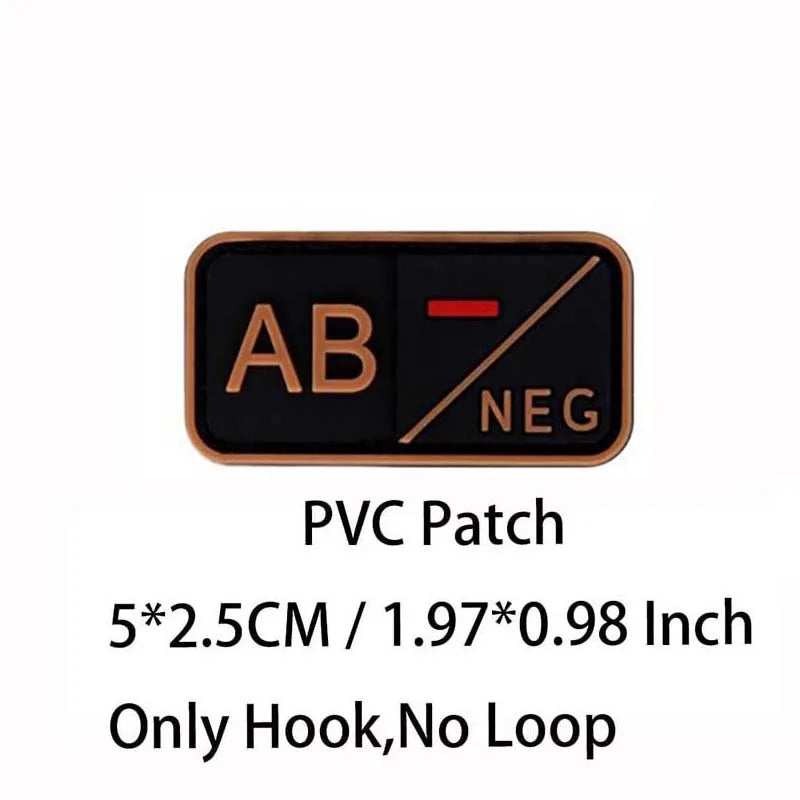 Small Patch with Hook,PVC Blood Type A B AB O POS NEG Emblemen,Patches Military Tactical Badges on Backpack,Outdoor Equipment