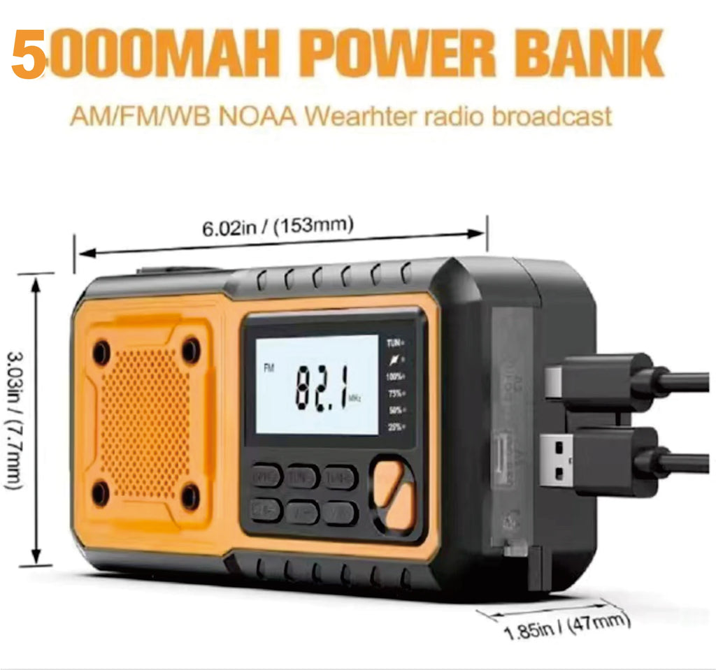 5000mAh/18500mWh Emergency Hand Crank Radio