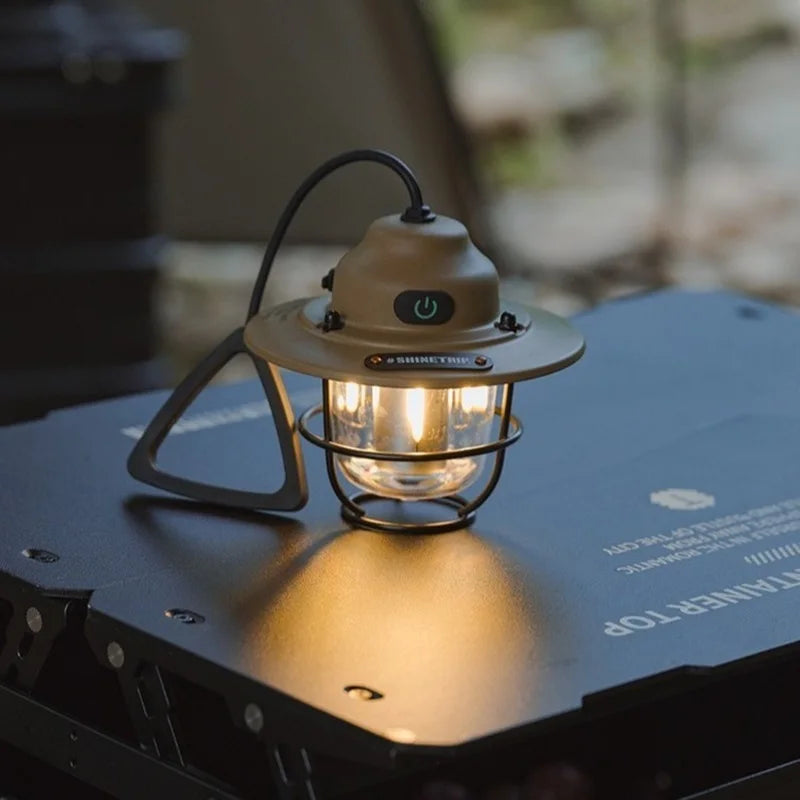 Shine Trip Outdoor Retro Smalldroplight, Campsite Lamp, Atmosphere Lamp, USB Charging Tent Light, LED Camping Hangling Lamp