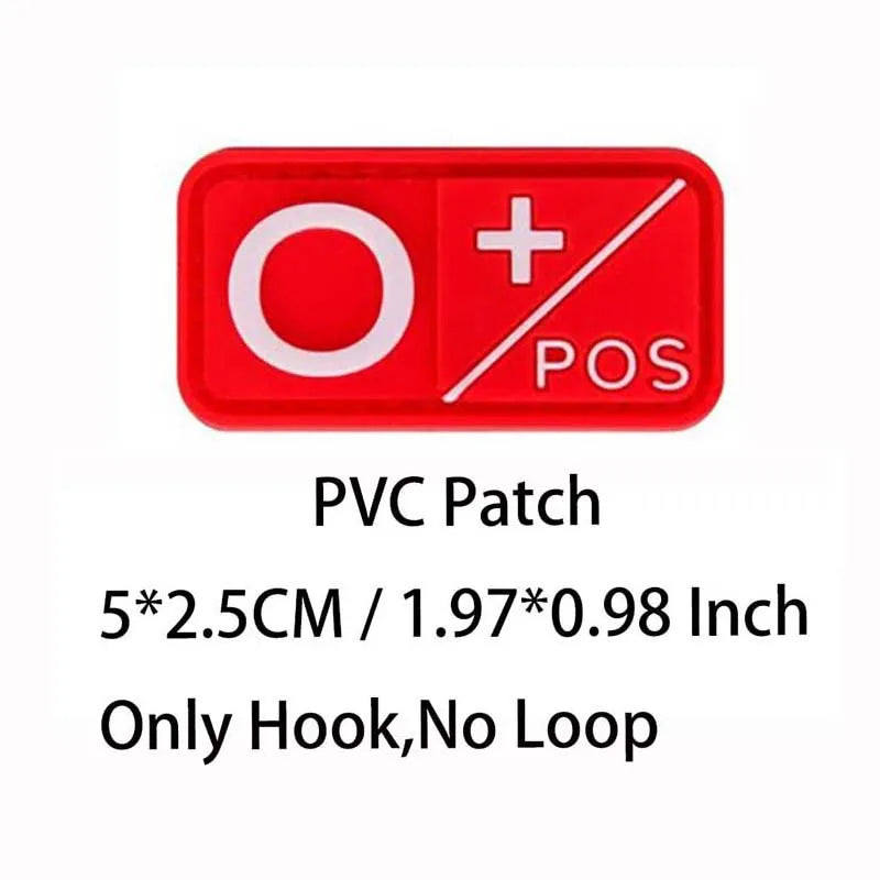 Small Patch with Hook,PVC Blood Type A B AB O POS NEG Emblemen,Patches Military Tactical Badges on Backpack,Outdoor Equipment