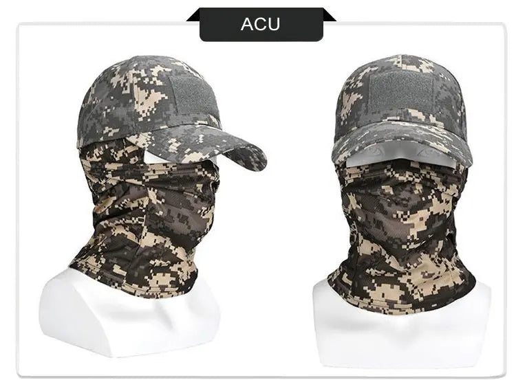 Camo Tactical Baseball Cap Outdoor Fishing Hiking Hunting Sports Caps Sunscreen Breathable Camouflage Balaclava Half Ski Mask