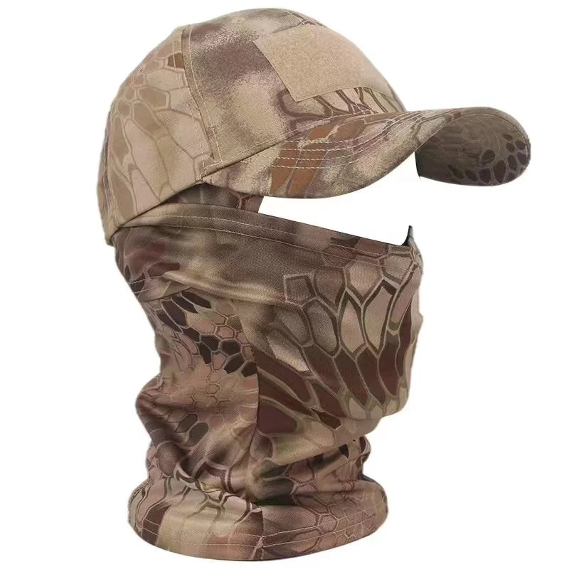 Camo Tactical Baseball Cap Outdoor Fishing Hiking Hunting Sports Caps Sunscreen Breathable Camouflage Balaclava Half Ski Mask