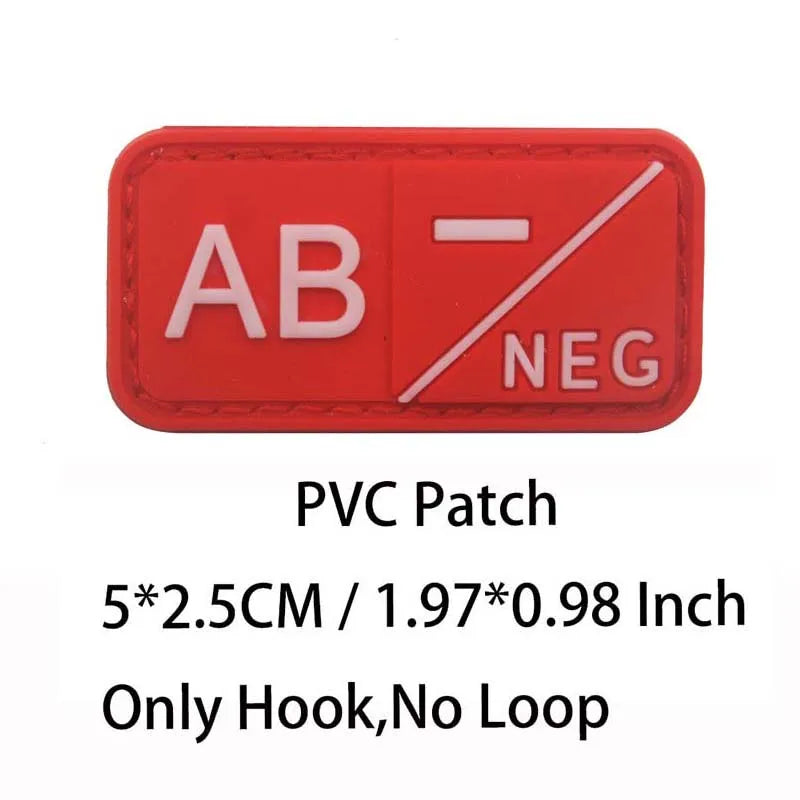 Small Patch with Hook,PVC Blood Type A B AB O POS NEG Emblemen,Patches Military Tactical Badges on Backpack,Outdoor Equipment