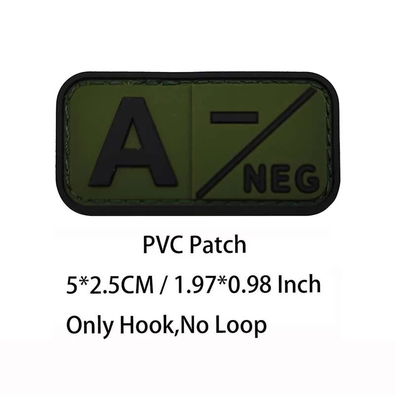 Small Patch with Hook,PVC Blood Type A B AB O POS NEG Emblemen,Patches Military Tactical Badges on Backpack,Outdoor Equipment
