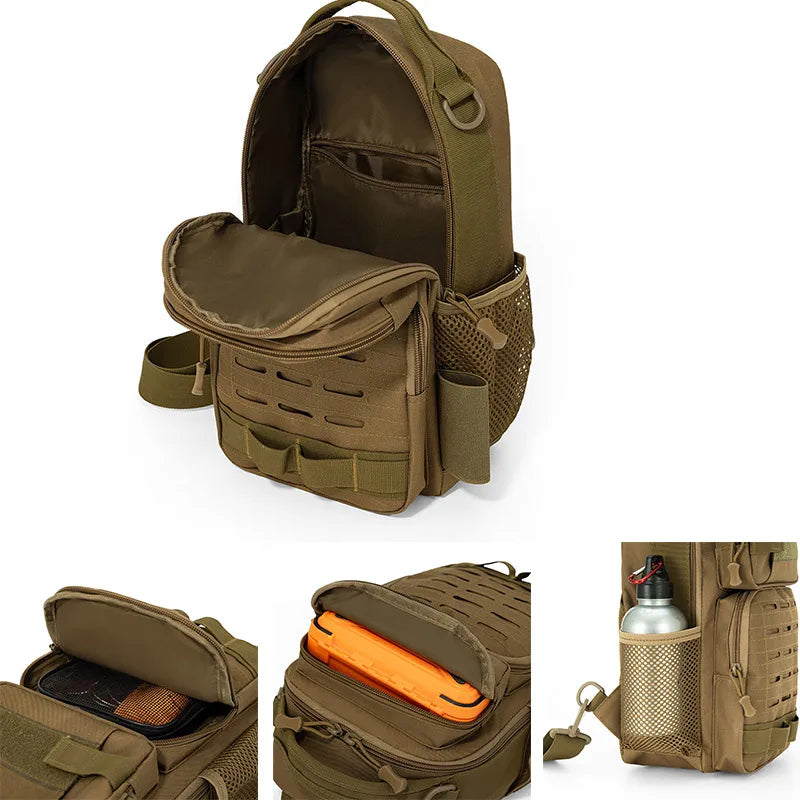 Tactical Climbing Chest Bag Backpack Accessories Lure Outdoor Fishing Camping Hiking Bag with Rod Holder Men Molle Fanny Pack