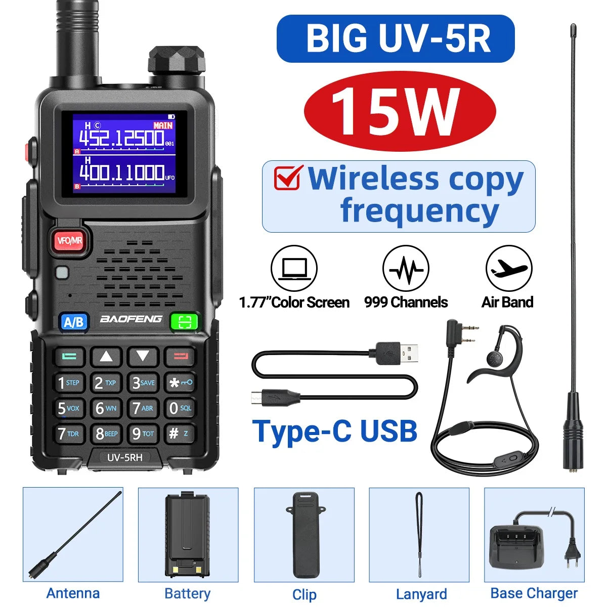 Baofeng UV 5RH 10W Air Band Walkie Talkie Long Range