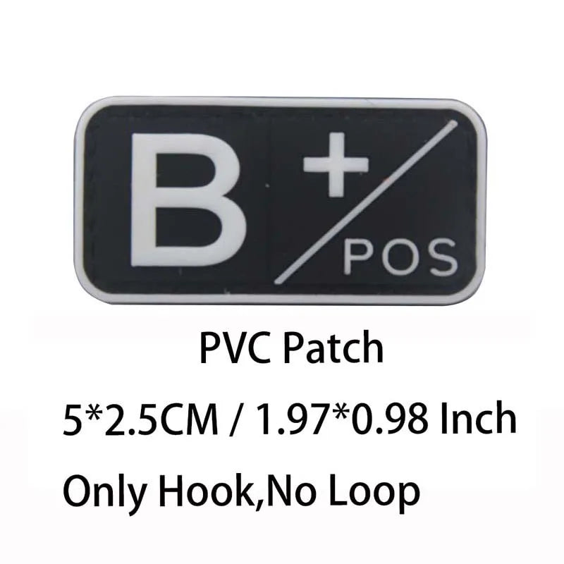 Small Patch with Hook,PVC Blood Type A B AB O POS NEG Emblemen,Patches Military Tactical Badges on Backpack,Outdoor Equipment