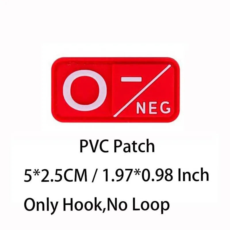 Small Patch with Hook,PVC Blood Type A B AB O POS NEG Emblemen,Patches Military Tactical Badges on Backpack,Outdoor Equipment