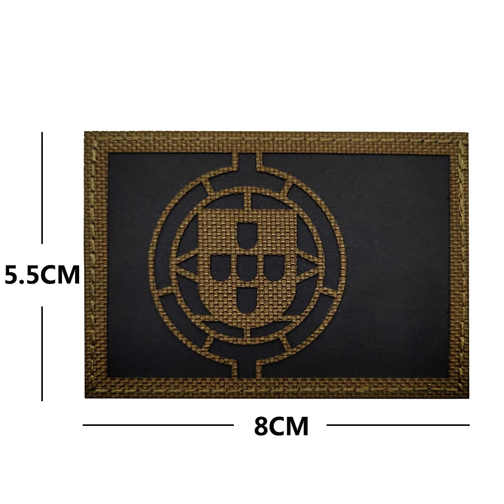 LIBERWOOD Portugal Flag PVC Rubber Embroidery Patch Blue Line Army Badge Tactical Emblem Backpack Applique